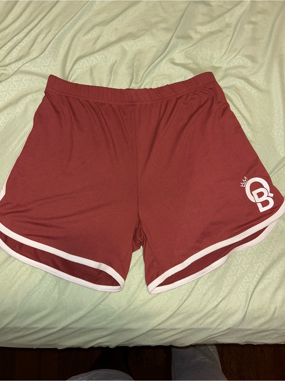 Women's Maroon Athletic Shorts with White Trim